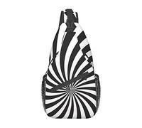 Bandolera de Sirena Negra con diseño de Remolino en Blanco y Negro, Bandolera Cruzada en el Pecho para Hombres y Mujeres, Utilizada para el Ocio y los Viajes