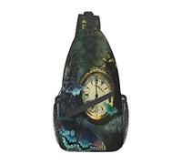 Bandolera de Sirena Negra con Mariposa de Reloj, Bandolera de Pecho con Honda para Hombres y Mujeres, Utilizada para el Ocio y los Viajes