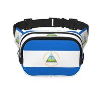Bandolera de viaje con bandera de Nicaragua Fitness, riñonera moderna e informal, riñonera cuadrada de doble capa, color negro, talla única, Negro, One Size
