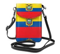 Bandolera ligera y compacta de cuero para mujer, diseño de bandera de Ecuador, bolsa de viaje, bolsa de hombro, Black, Talla única