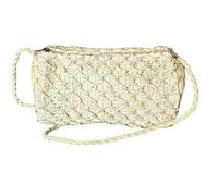 Bandolera Rafia Mujer con Diseño Cilíndrico - Pequeño Bolso Bandolera Cilindro - Bandolera Rafia con un Estilo Increíble - Bandolera de Verano (Beige)