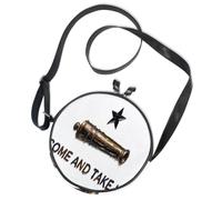 Bandolera redonda de lona con la bandera de Texas Come and Take It