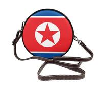 Bandolera redonda de piel con la bandera de Corea del Norte para mujer
