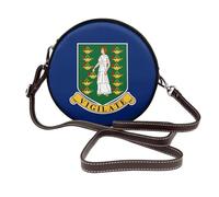 Bandolera redonda de piel con la bandera de las Islas Vírgenes Británicas para mujer