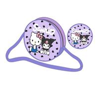 Bandolera redonda Hello Kitty & Kuromi Bolso infantil Sanrio kawaii en tonos lilas Diseño con corazones