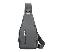 Bandolera simple de negocios para hombre, con interfaz USB, bloqueo, hebilla, color de tela, bolsa de hombro, bolso de hombro para mujer, gris, Talla única