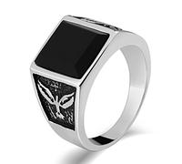 Banemi Anillo de Acero Hombre, Anillo de Casamiento Hombre Acero Inoxidable Negro Rectangular Cubic Zirconia Anillo San Valentín Hombre Niño Size 22