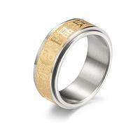 Banemi Anillo de compromiso para hombres, anillos de acero inoxidable, mantra de nueve signos miedo fiesta de cumpleaños regalos anillos tamaño 49 (15.6)-70 (22.3), Acero aleado, Sin piedra preciosa