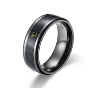 Banemi Anillo Hombre Boda, Acero Inoxidable Anillos para Personalizar Hombre Medida de Temperatura de Inducción Negro Anillo de Compromiso Talla 15