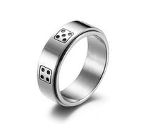 Banemi Anillo para hombre, punk, acero inoxidable, dados de miedo, regalos de novia, talla 49 (15,6) - 70 (22,3), Sin piedra preciosa