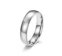 Banemi Anillos de Acero Inoxidable para Mujer, Bisuteria Mujer Personalizada Espejo Brillante Plateado Mujer Anillo de Compromiso Talla 27