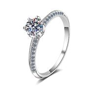 Banemi Anillos de plata para mujer, góticos, anillos de promesa a juego con circonita cúbica/moissanita, plata de ley, I 1/2, Plata de ley, Circonita cúbica