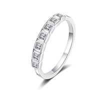 Banemi Anillos para mujer, estilo vintage, plata 925 con corte princesa Moissanite, 49 (15.6), Plata, Moissanita