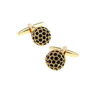 Banemi Gemelos para hombre, gemelos dorados para hombre, esfera redonda, circonita, negro, para camisas Tuxedo, negocios, 1,2 x 1,2 cm, Cristal, Circonia cúbica