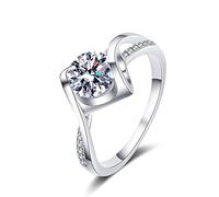 Banemi Juego de anillos de plata de ley góticos, anillos de plata de ley con corazón, regalos de boda para mujer, K 1/2, Plata de ley, Circonita cúbica