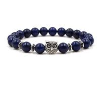 Banemi Pulseras de cuentas doradas para mujer, pulseras de cuentas grandes de aleación de búho de Buda, pulseras unisex de cuentas para mejores amigas, 19cmx8mm, Cristal, Ágata