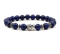 Banemi Pulseras de cuentas doradas para mujer, pulseras de cuentas grandes de aleación de búho de Buda, pulseras unisex de cuentas para mejores amigas, 19cmx8mm, Cristal, Ágata