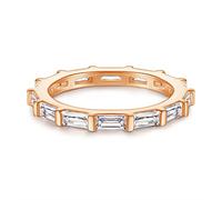 Banemi Tous Anillo Plata, Anillos Chicas de Zirconia Cúbica Ronda Anillo de Regalo de Aniversario de Boda Talla 15