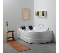 BAÑERA ACRÍLICA DE HIDROMASAJE DOBLE SX | AIDA | 168 x 120 x 55 cm, blanco, 6 + 4 chorros de hidromasaje, 2 reposacabezas, manillar cromado, capacidad 300 L
