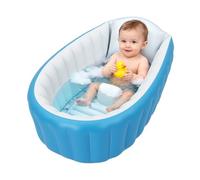 Bañera bebé inflable piscina 0-3 años bañera plegable azul PVC ecológico 98x64x28cm, mini piscina inflable para recién nacido, bomba aire kit reparación para el hogar apartamento hotel Etc