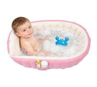 Bañera bebé inflable piscina 0-3 años bañera plegable rosa PVC ecológico 98x64x28cm, bomba aire kit reparación mini piscina inflable para recién nacido, para el hogar apartamento hotel etc