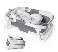 Bañera Bebe Plegable Adaptador Bebé Bañeras Bebes Con Patas Ducha Reductor Niños Hamaca Soporte Portatil Banheira Plegables Recien Nacido 0-3 Años Almohada Viaje Antideslizante Plastico Espacios Gris
