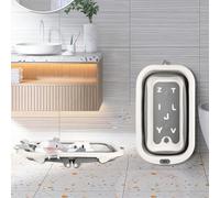 Bañera Bebé Plegable Cojín Soporte Beignoire Bebé Plegable para Baño Ducha Begnoire Niño Reductor Asiento-Temperatura sensible -Con Alfombra de baño-gris
