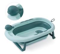 Bañera Bebe Plegable Interbaby 80x47x21 cm | Bañera Plegable Bebé con Taza para Enjuague, Antideslizante, Tapón hermético | portatil, Fácil de Guardar, Cómoda, Verde