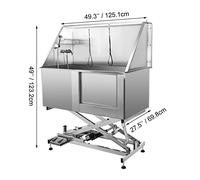Bañera de aseo eléctrico mascotas 50 pulgadas con pulverizador alta presión acero inoxidable altura elevación eléctrica bañera lavado perros herramientas de bricolaje(Right-Door 50 Inch)