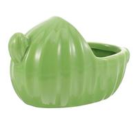 Bañera de Cerámica para Chinchilla, Verde, Reutilizable y Confiable | Cuenco de Alimento Integrado, Apta para Pequeños Animales, Apoyo Higiénico y Saludable