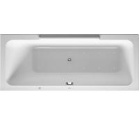 bañera de hidromasaje Duravit DuraStyle 1600x700mm, versión empotrada o para revestimiento de bañera, 1 respaldo inclinado a la izquierda, marco, desagüe y rebose, sistema de chorro, 760292000JS1000