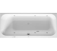 Bañera de hidromasaje Duravit Happy D.2, versión empotrada, 1 respaldo inclinado a la izquierda, marco, juego de desagüe y rebosadero, sistema de chorro, 1700x750mm, 760312000JS1000