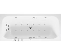 Bañera de hidromasaje Duravit Quatego, versión empotrada, 2 respaldos inclinados, marco, desagüe y juego de rebosadero, Combi-System P, 1800x800mm, 760614000CP1000