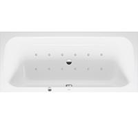 Bañera de hidromasaje Duravit Quatego, versión empotrada, 2 respaldos inclinados, marco, juego de desagüe y rebosadero, sistema de aire, 1800x800mm, 760614000AS0000