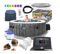 Bañera de hidromasaje inflable Intex 28442EX PureSpa Bubble Greywood Deluxe 2...