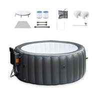 Bañera de hidromasaje inflable para 2-3 personas, 130 chorros de aire, control inteligente, bañera de spa portátil al aire libre con cubierta térmica para balcón, camping, jardín