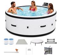 Bañera de hidromasaje inflable para 2 a 6 personas, temperatura máxima de 40 °C, 180 chorros de aire, spa portátil con luces LED para patio y jardín, relajación al aire libre, 81 x 28 pulgadas