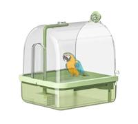 Bañera de jaula para pájaros - Bañera de pájaro automática de 22,5 x 20 x 26 cm, bañera con percha, bañera de pajarera, resistente a la masticación, bandeja interior para Parrot budgii Finch Travel