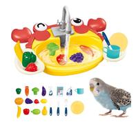 Bañera de periquitos, baño automático para pájaros, bañera de ducha con fuente y grifo, suministros interactivos de polipropileno para mascotas y juguetes, perfecto para conure, jilguero, hurón, gris