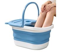 Bañera de pies plegable con asas para masaje y | Lavabo portátil para casa, dormitorio, hotel, centro de bienestar, hombre, mujer, padres, familia, baño, azul cielo