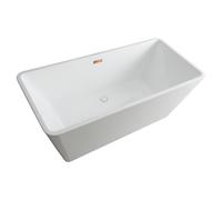 Bañera Exenta Moderna Cuadrada Blanca con doble Respaldo - 1700mm x 750mm - con Rebosadero de Color Cobre Satinado - Sandford