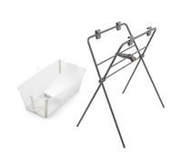 Bañera Flexi Bath de Stokke (Sandy Beige) + Soporte para recién nacido + Soporte para Bañera Flexi Bath - Ideal para niños hasta los 48 meses - Plegable, Duradera y Fácil de guardar