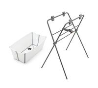Bañera Flexi Bath de Stokke (White) + Soporte para Bañera Flexi Bath - Bañera para bebés de hasta 10 kg - Plegable, duradera y fácil de guardar - Cómoda de usar en casa o de viaje