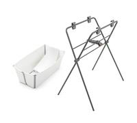 Bañera Flexi Bath de Stokke (White) + Soporte para recién nacido + Soporte para Bañera Flexi Bath - Ideal para niños hasta los 48 meses - Plegable, Duradera y Fácil de guardar