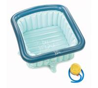 Jané Reductor Plato de Ducha Bebé Hinchable 60x60 cm, Bañera Portátil, 70L, con Ventosas, Tapón Drenaje e Inflador, Azul
