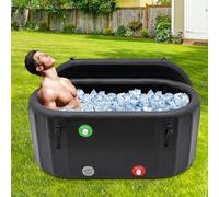 Bañera hinchable de 370 L, barril de hielo, barril de hielo móvil, barril de baño independiente con tapa aislante y bomba inflable, para deportistas, terapia de frío y regeneración, 150 x 80 x 67 cm