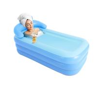 Bañera hinchable de PVC, plegable, uso como baño caliente y helado, bañera de hielo portátil grande, montaje rápido en 1 min, bañera plegable para adultos de hasta 185 cm, 160 × 84 × 64 cm