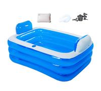 Bañera Hinchable Doble con Bomba de Aire eléctrica y reposacabezas con Almohada de baño, bañera portátil para Adultos, bañera de hidromasaje Plegable para Exteriores con portavasos de Drenaje