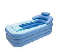 Bañera hinchable para adultos, 160 x 84 x 64 cm, plegable y portátil, con almohada, bañera plegable móvil para ducha, bañera móvil para adultos, niños, azul estrella, azul estrellado