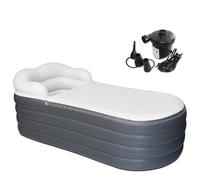 Bañera hinchable para adultos, bañera de hielo portátil grande, spa, bañera de remojo con cubierta de cremallera, diseñada con reposacabezas, soporte para bebidas (bomba de aire en 168 x 76 x 68 cm)